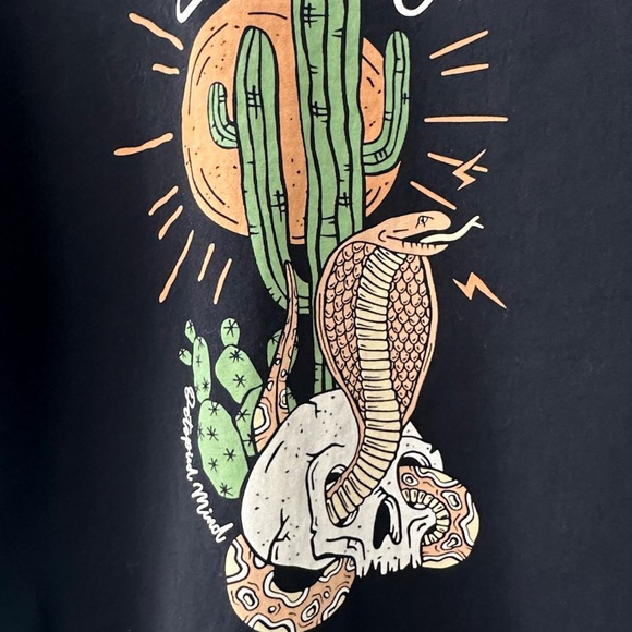 Octopied Mind “Burnt Out” Desert Skull Crop Tee | Size XL | Alt Streetwear - Picture 2 of 5